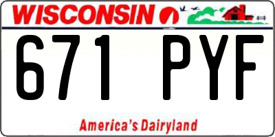 WI license plate 671PYF
