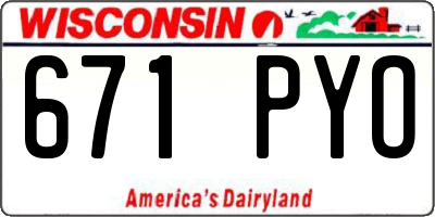 WI license plate 671PYO