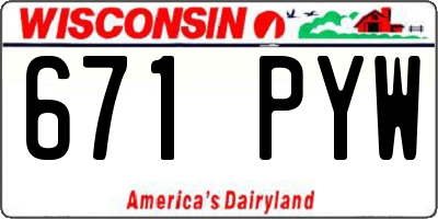 WI license plate 671PYW