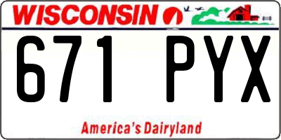 WI license plate 671PYX