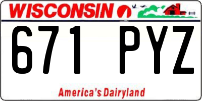 WI license plate 671PYZ