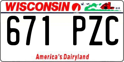 WI license plate 671PZC