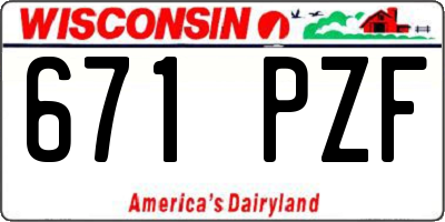 WI license plate 671PZF