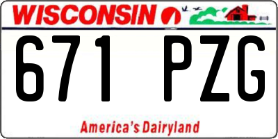 WI license plate 671PZG