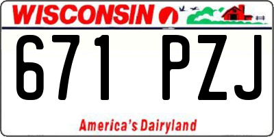 WI license plate 671PZJ