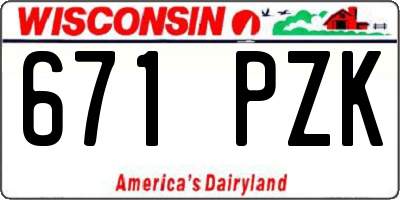 WI license plate 671PZK