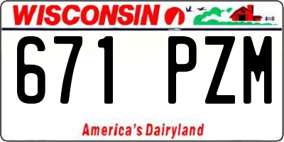 WI license plate 671PZM