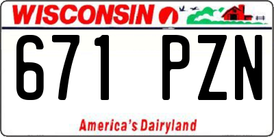 WI license plate 671PZN