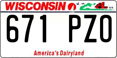 WI license plate 671PZO
