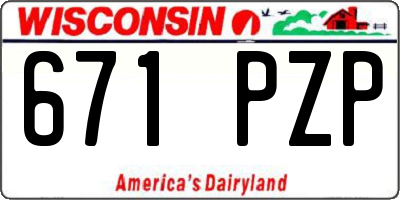 WI license plate 671PZP