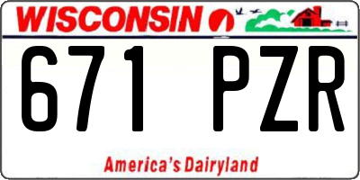 WI license plate 671PZR