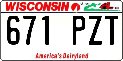WI license plate 671PZT