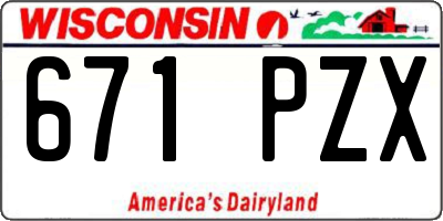 WI license plate 671PZX