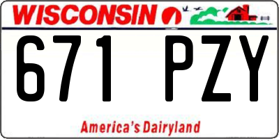 WI license plate 671PZY