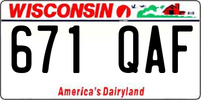 WI license plate 671QAF