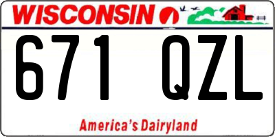 WI license plate 671QZL