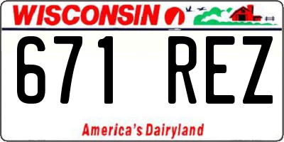 WI license plate 671REZ
