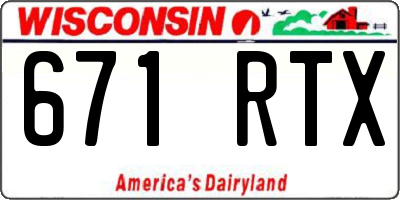 WI license plate 671RTX