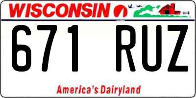 WI license plate 671RUZ
