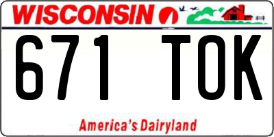 WI license plate 671TOK