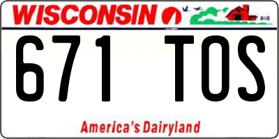 WI license plate 671TOS
