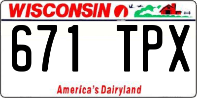 WI license plate 671TPX
