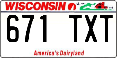 WI license plate 671TXT