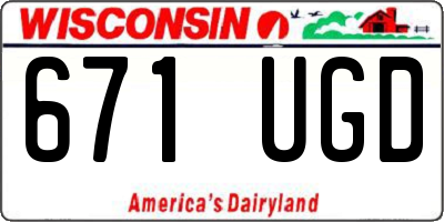 WI license plate 671UGD