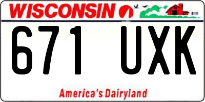 WI license plate 671UXK