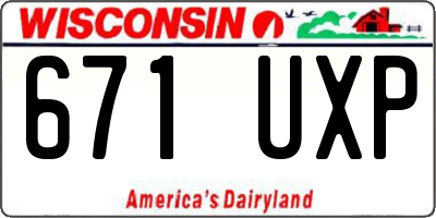 WI license plate 671UXP