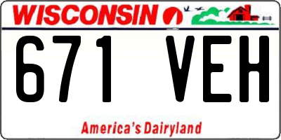 WI license plate 671VEH