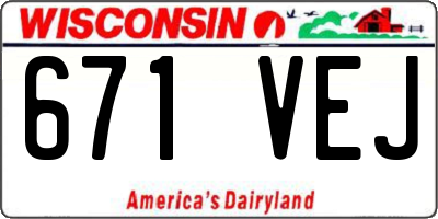 WI license plate 671VEJ