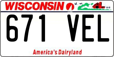WI license plate 671VEL