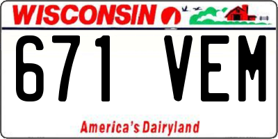 WI license plate 671VEM