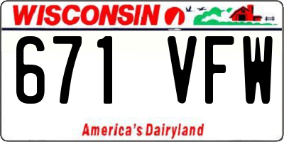 WI license plate 671VFW
