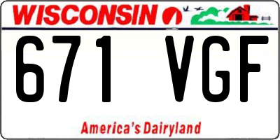 WI license plate 671VGF
