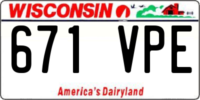 WI license plate 671VPE