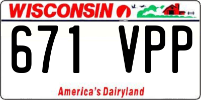 WI license plate 671VPP