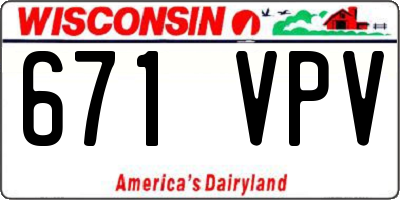 WI license plate 671VPV