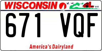 WI license plate 671VQF