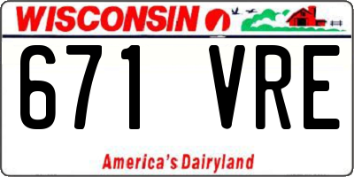 WI license plate 671VRE