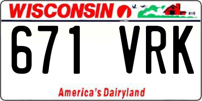 WI license plate 671VRK
