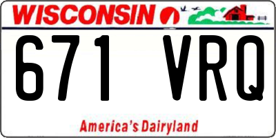 WI license plate 671VRQ
