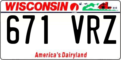 WI license plate 671VRZ
