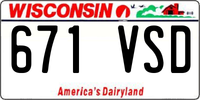 WI license plate 671VSD