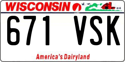 WI license plate 671VSK