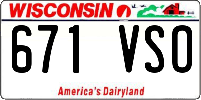 WI license plate 671VSO