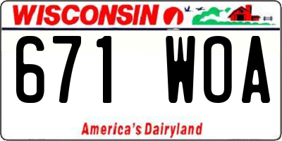 WI license plate 671WOA