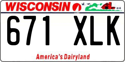WI license plate 671XLK