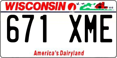 WI license plate 671XME